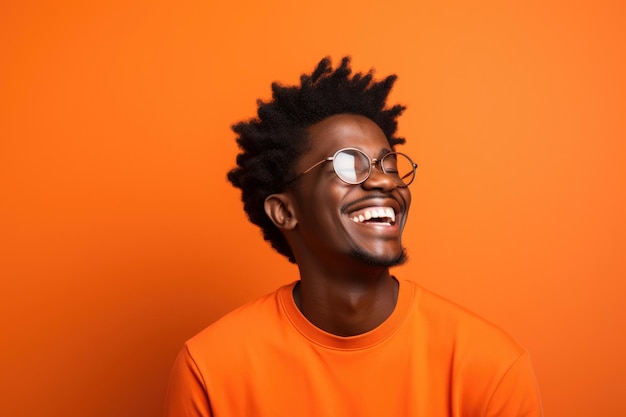 Portrait de positivité et de bonheur Un jeune homme afro-américain avec des lunettes souriant