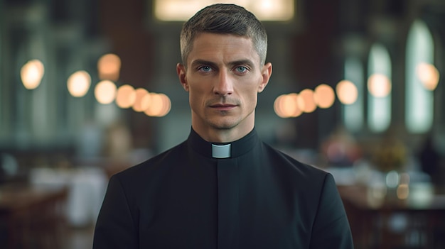 Photo portrait d'un prêtre dans l'église