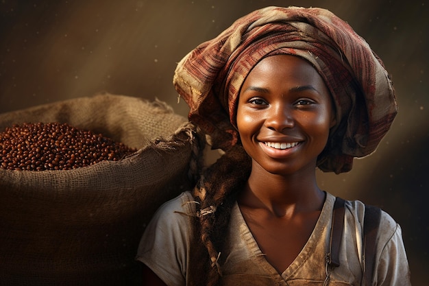 Portrait d'une productrice de café africaine Generative By Ai