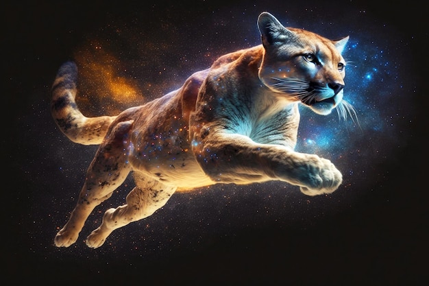 Portrait de puma volant dans l'espace générative ai