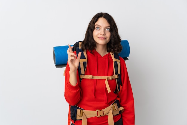 Portrait Randonneur fille avec sac à dos