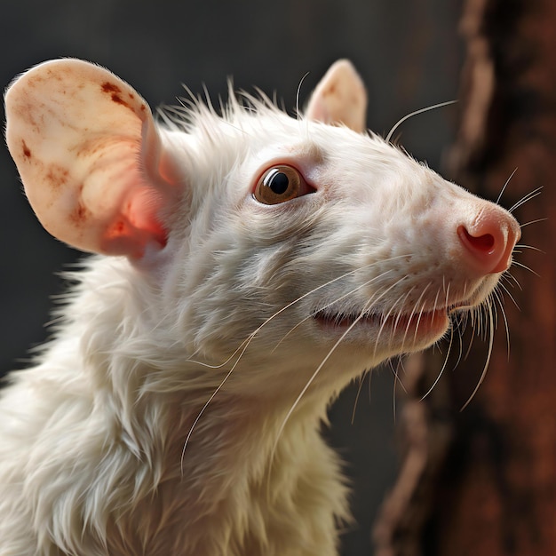 Portrait d'un rat albinos blanc en gros plan