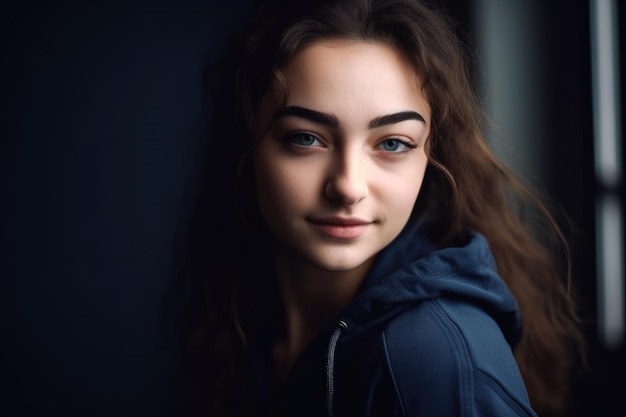 Portrait recadré d'une belle jeune femme en tenue de sport créée avec une IA générative