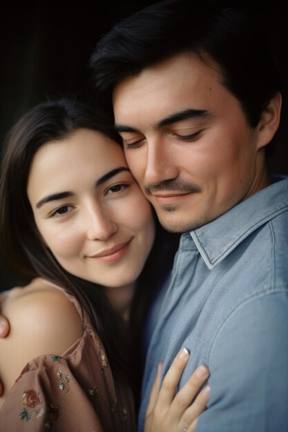 Portrait recadré d'un couple dans une étreinte