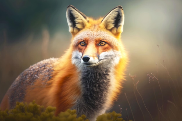 Portrait de renard dans un environnement naturel générative ai