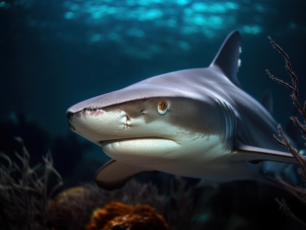 Portrait de requin en gros plan créé avec la technologie d'intelligence artificielle générative