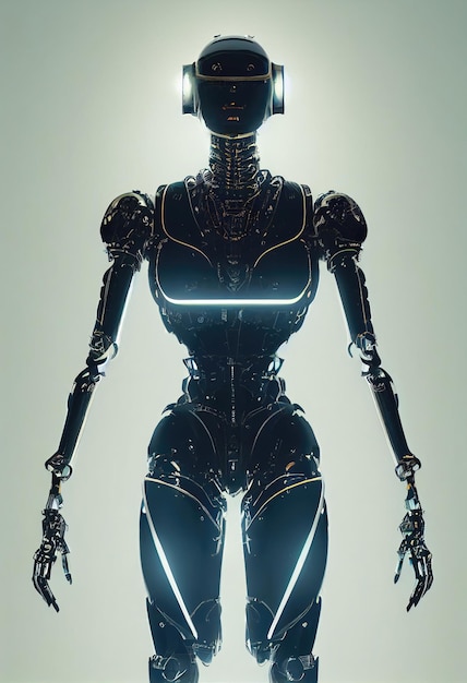 Portrait d'un robot féminin futuriste du futur