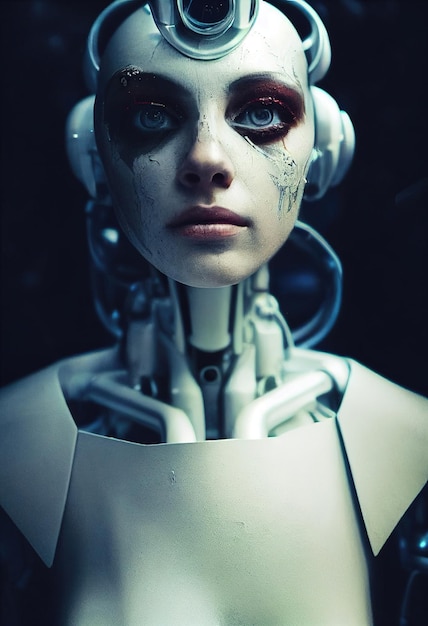 Portrait d'un robot féminin futuriste. Une fantaisie artistique abstraite. Concept d'un robot moderne.