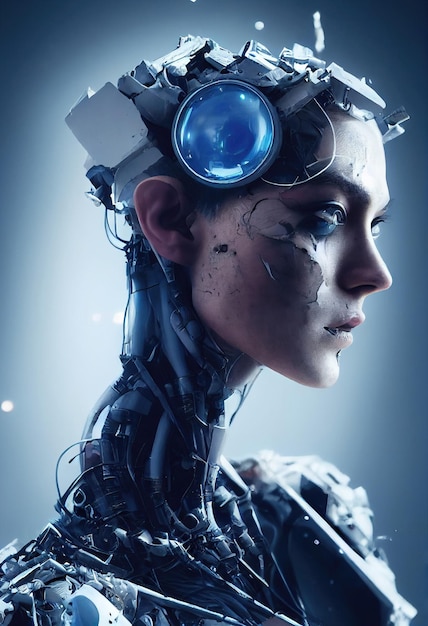 Portrait d'un robot futuriste Un fantasme steampunk abstrait artistique Concept d'un robot moderne