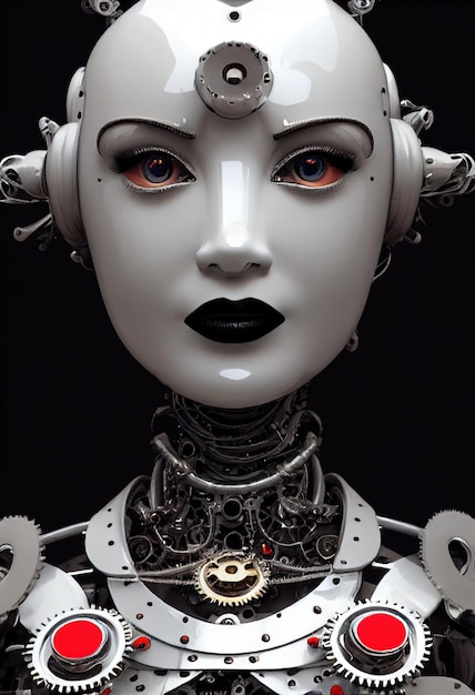 Portrait d'un robot steampunk victorien. Artistique abstrait steampunk fantaisie