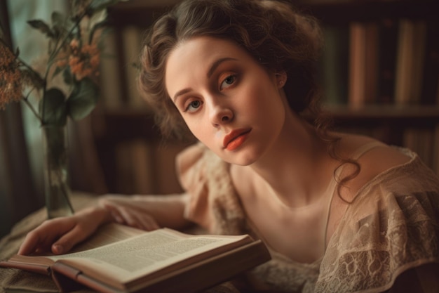 Portrait romantique d'une femme dans le style de la littérature classique