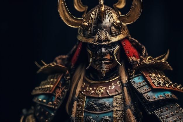 Portrait de samouraï japonais masqué AI