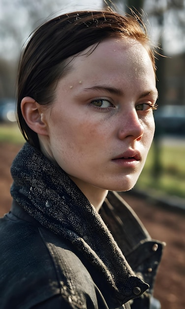 Le portrait sérieux d’une jeune femme dépeint la beauté au milieu de la tristesse