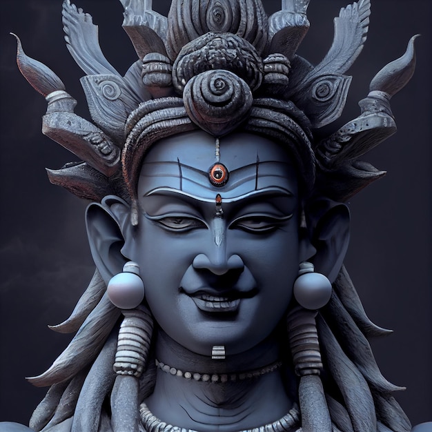 Portrait de Shiva dieu hindou divinité hindoue à la peau bleue