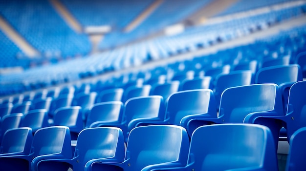 Photo portrait de sièges vides dans la tribune sièges bleus de la tribune sur le stade de sport chaises pour le public