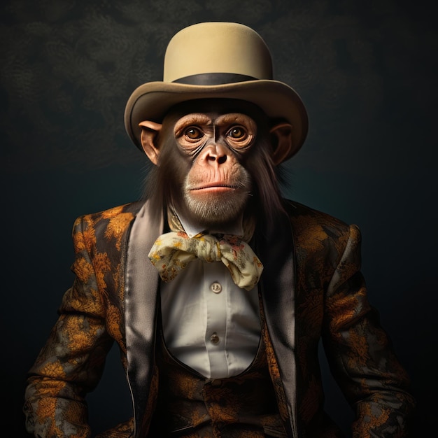 Portrait d'un singe dans un costume à la mode Generative AI