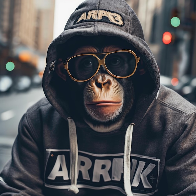 Portrait de singe rappeur AI générative