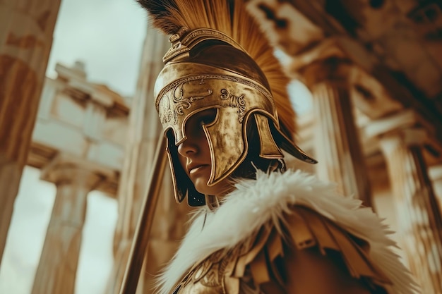 Portrait de soldats de la Grèce classique dans un temple