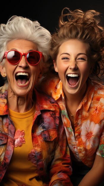 Le portrait souriant de deux belles amies