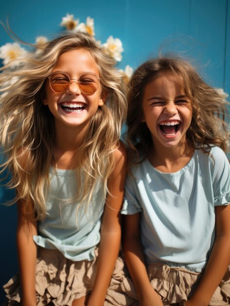 Le portrait souriant de deux belles amies