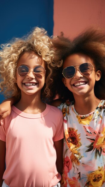 Le portrait souriant de deux belles amies