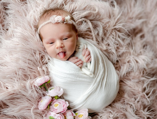 Portrait de studio de bébé nouveau-né