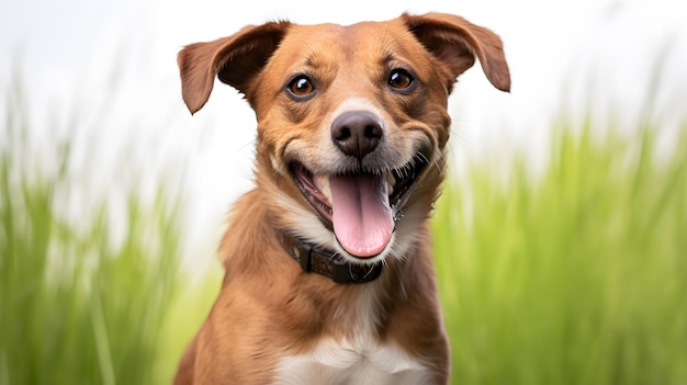 Portrait en studio d'un chien âgé souriant