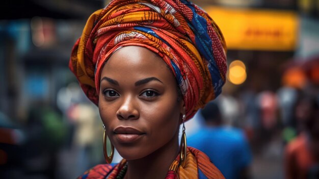 Photo portrait d'une superbe fille glamour portant un costume de couvre-chef traditionnel ai génératif