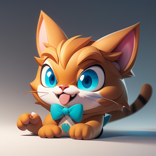 Photo portrait de tête de chat mignon animation de dessin animé papier peint d'illustration 3d image d'un chat mignon
