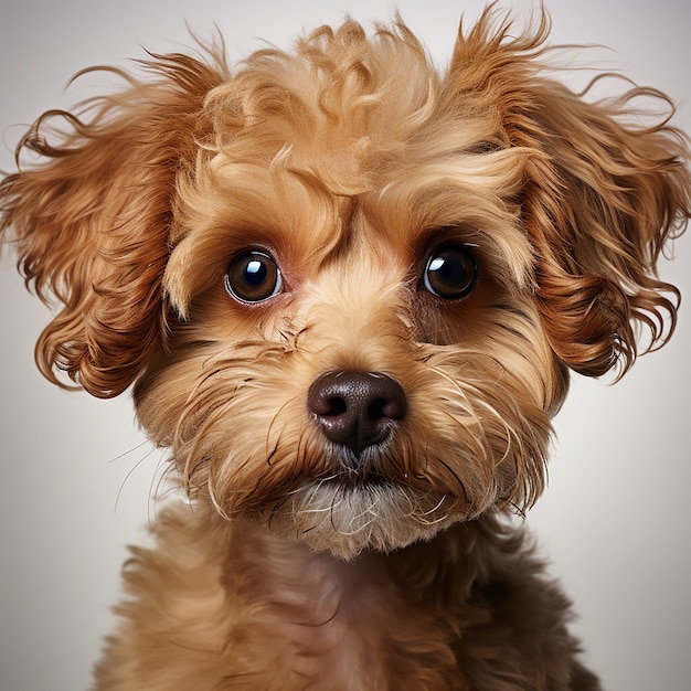 Portrait de la tête élégante du caniche sur fond blanc