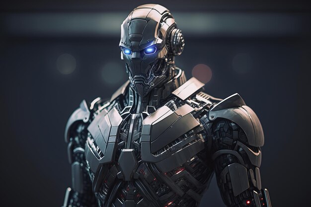 Portrait de tête de robot cyborg