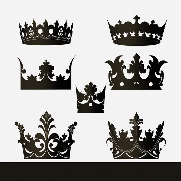 Un portrait de tête en silhouette vectorielle en noir et blanc de la Couronne royale