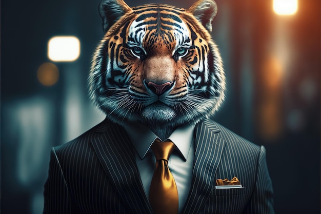 Portrait de tigre animal en tailleur sur fond isolé