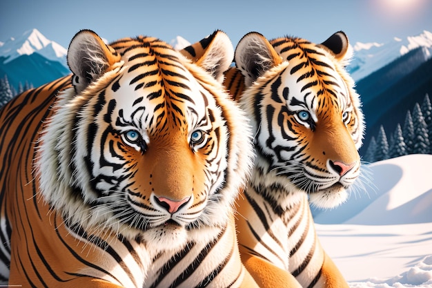 Portrait d'un tigre sur un fond de nature Gros plan Animal dans la nature Scène de la faune générative A