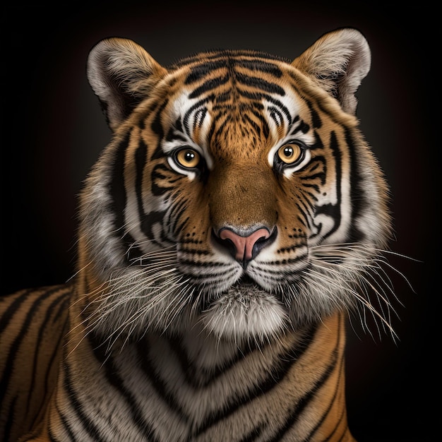 Portrait de tigre majestueux en studio ultra réaliste Generative Ai