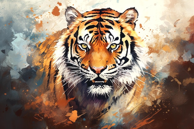 Un portrait d'un tigre sauvage Illustration