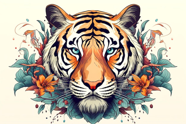 Un portrait d'un tigre sauvage Illustration