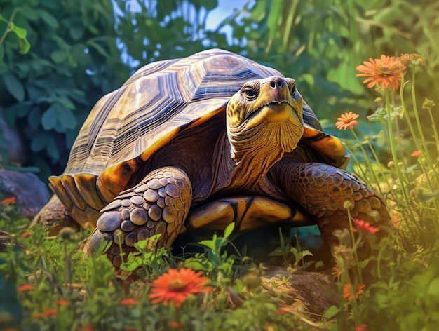 Portrait de tortue sur le style de peinture à l'huile généré par l'IA