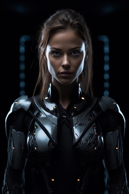 Portrait très détaillé de cyborg femelle