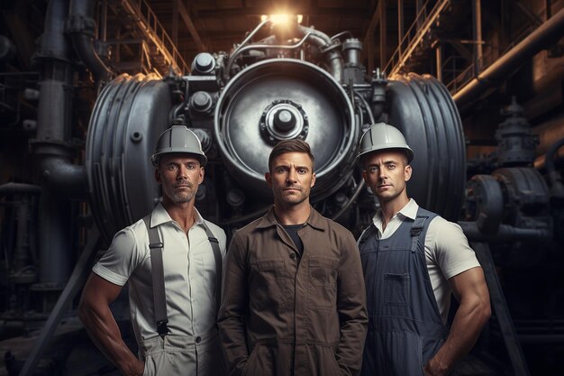 Portrait de trois ingénieurs sur un chantier