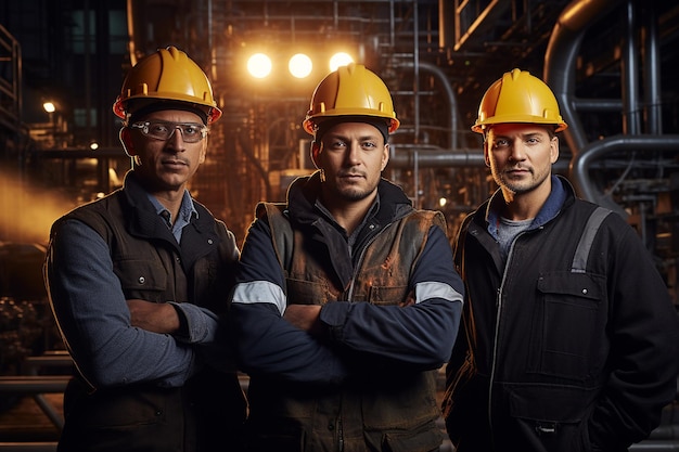 Portrait de trois ingénieurs sur un chantier