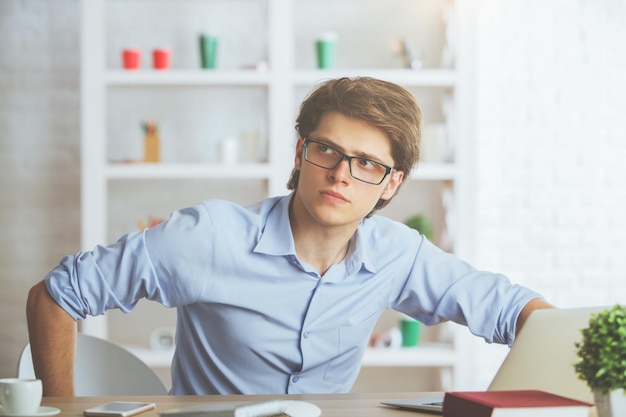 portrait, de, type, dans, bureau