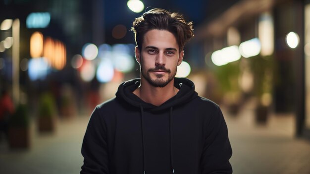 Portrait urbain d'un beau hipster avec une simple générative Ai