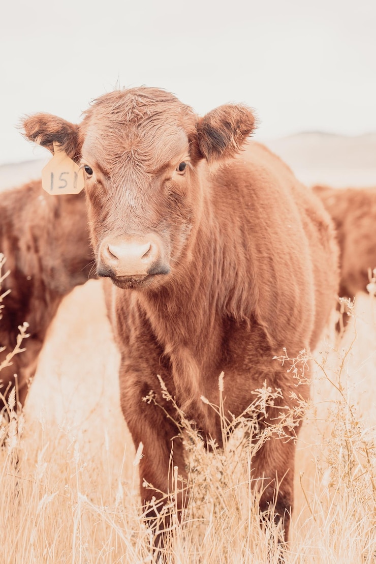 Photo portrait d'une vache sur le champ