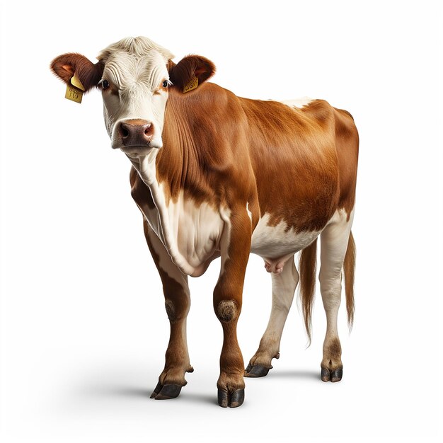 Photo un portrait de vache sur fond blanc