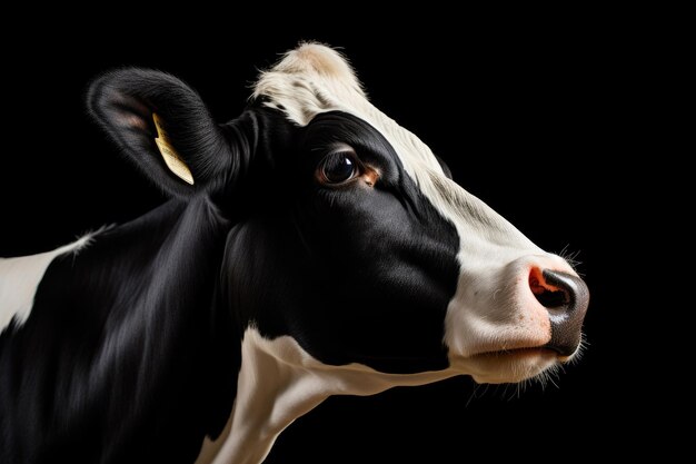 Portrait de vache sur fond noir