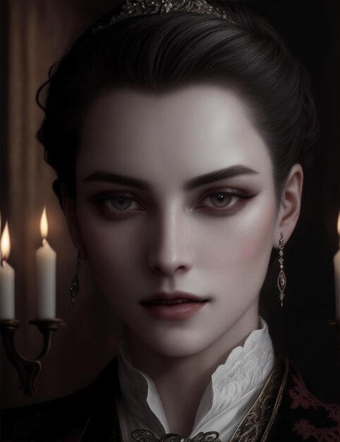 Un portrait de vampire portrait de personnage sur le thème d'Halloween ai générative