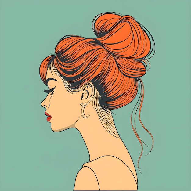 Portrait vectoriel d'une femme aux cheveux orange vif