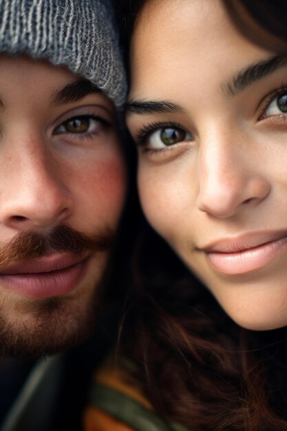 Portrait vertical de deux amis multiraciaux qui s'appuient face à face AI générative