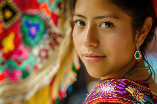 Un portrait vibrant capturant la beauté d'une jeune Mexicaine